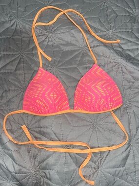 Pink and Orange Triangle Bikini Top